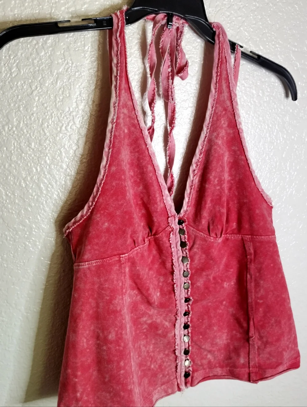 Free People Y2K We The Free Solid Mylo Tank Top Wine Pink Button Front Sz Xxs - Picture 4 of 9